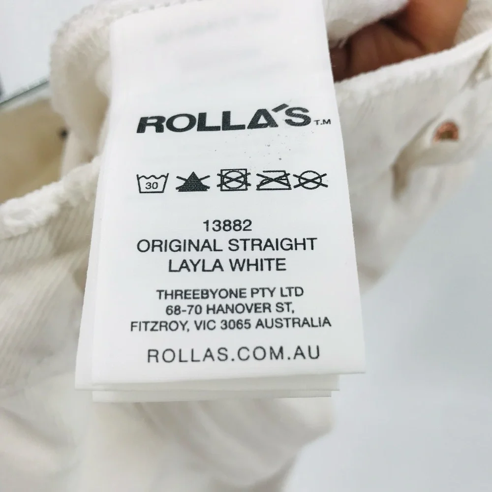 Rolla's Original High Rise Straight Leg Distressed Jeans White Size 30 - Picture 6 of 11